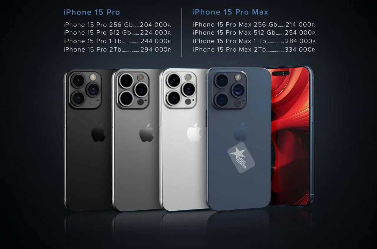 Примерные расценки на версии iPhone 15 в России.