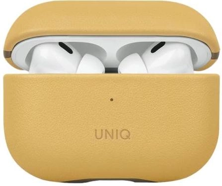 Кожаный чехол для AirPods Pro 2 Uniq Lyden DS - Canary Yellow/Flint Grey 250_100_623733