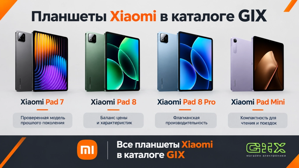 Купить планшет Xiaomi в Москве - все модели в каталоге GIX с гарантией