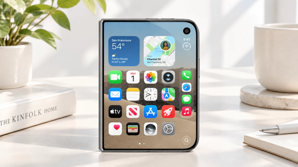 iPhone Duo в сложенном состоянии - внешний экран 5,4 дюйма для звонков и уведомлений