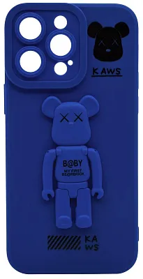 Силиконовый чехол для iPhone 14 Pro с 3D мишкой Синий 400_400_532542