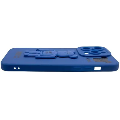 Силиконовый чехол для iPhone 13 Pro с 3D мишкой Синий 400_400_137733