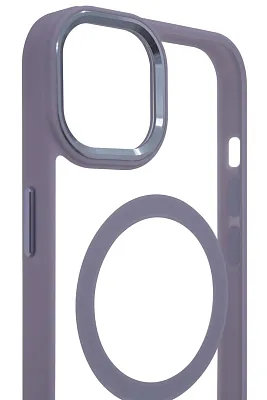 Чехол прозрачный с цветным бортиком MagSafe iPhone 14 Голубой 400_400_125150