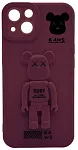 Силиконовый чехол для iPhone 14 с 3D мишкой Бордовый 250_100_532627