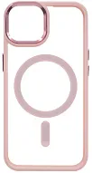 Чехол прозрачный с цветным бортиком MagSafe iPhone 14 Розовый 500_191_535063