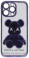 Чехол для iPhone 14 Pro Max прозрачный с 3D мишкой Фиолетовый 500_191_533984