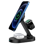 Подставка с подсветкой 4 в 1 Magnetic Wireless Charger для iPhone Black 250_100_630326