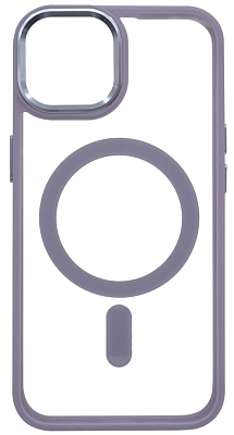 Чехол прозрачный с цветным бортиком MagSafe iPhone 14 Голубой 400_400_642437