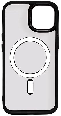 Чехол прозрачный с цветным бортиком MagSafe iPhone 14 Черный 400_400_642468