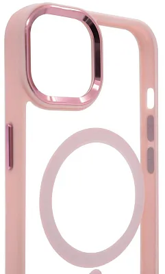 Чехол прозрачный с цветным бортиком MagSafe iPhone 14 Pro Max Розовый 400_400_534995