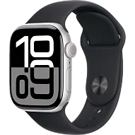 Часы Apple Watch Series 10 46mm Silver Aluminium Case GPS Sport Band Black M/L 500_191_167061