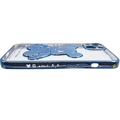 Чехол для iPhone 13 mini прозрачный с 3D мишкой Голубой 400_400_533381
