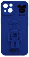 Силиконовый чехол для iPhone 14 с 3D мишкой Синий 500_191_532646