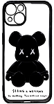 Чехол для iPhone 14 прозрачный с 3D мишкой Черный 250_100_534256