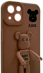 Силиконовый чехол для iPhone 14 с 3D мишкой Коричневый 250_100_532640