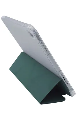 Прозрачный чехол-книжка для iPad Air 4/5 10.9 с тройным загибом Темно-зеленый 400_400_121658