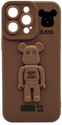 Силиконовый чехол для iPhone 13 Pro с 3D мишкой Коричневый 400_400_137726