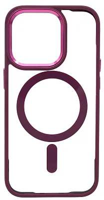Чехол прозрачный с цветным бортиком MagSafe iPhone 14 Pro Max Бордовый 400_400_534973