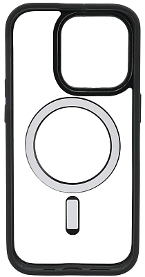 Чехол прозрачный с цветным бортиком MagSafe iPhone 14 Pro Max Черный 400_400_642393