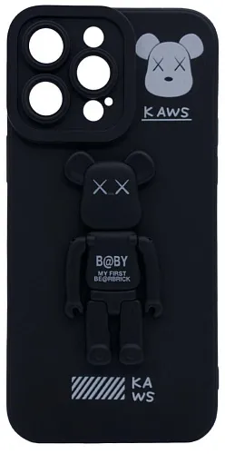 Силиконовый чехол для iPhone 14 Pro Max с 3D мишкой Черный 250_100_532451