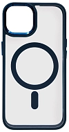 Чехол прозрачный с цветным бортиком MagSafe iPhone 14 Pro Max Синий 500_191_535001