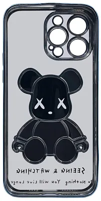 Чехол для iPhone 13 Pro прозрачный с 3D мишкой Голубой 400_400_135626
