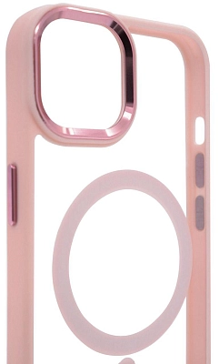 Чехол прозрачный с цветным бортиком MagSafe iPhone 14 Pro Розовый 400_400_642420