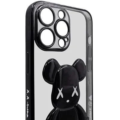 Чехол для iPhone 13 Pro прозрачный с 3D мишкой Черный 400_400_131770
