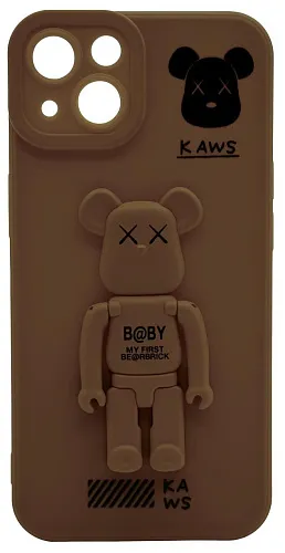 Силиконовый чехол для iPhone 14 Plus с 3D мишкой Коричневый 250_100_532376