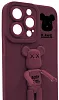 Силиконовый чехол для iPhone 14 Pro с 3D мишкой Бордовый 100_100_532530