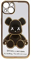 Чехол для iPhone 14 Plus прозрачный с 3D мишкой Золотой 500_191_533762