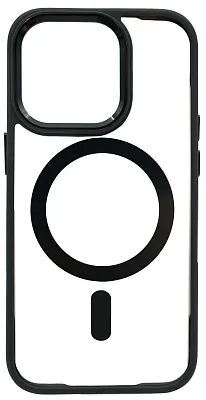 Чехол прозрачный с цветным бортиком MagSafe iPhone 14 Pro Черный 400_400_535041