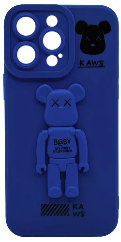 Силиконовый чехол для iPhone 13 Pro с 3D мишкой Синий 250_100_532324