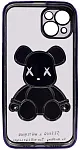 Чехол для iPhone 14 прозрачный с 3D мишкой Фиолетовый 250_100_132055