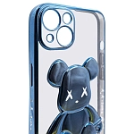 Чехол для iPhone 14 Plus прозрачный с 3D мишкой Голубой 250_100_533756