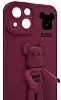 Силиконовый чехол для iPhone 14 Plus с 3D мишкой Бордовый 100_100_532365
