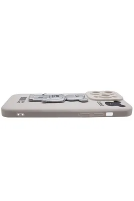 Силиконовый чехол для iPhone 13 Pro с 3D мишкой Белый 400_400_121828