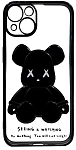 Чехол для iPhone 13 прозрачный с 3D мишкой Черный 250_100_533564