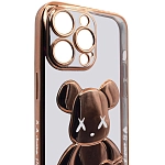 Чехол для iPhone 13 Pro Max прозрачный с 3D мишкой Золотой 250_100_533427