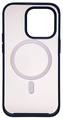 Чехол для iPhone 14 Pro Wlons с MagSafe прозрачный матовый с рамкой Синий 400_400_534032