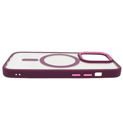 Чехол прозрачный с цветным бортиком MagSafe iPhone 14 Pro Max Бордовый 400_400_534975