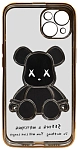 Чехол для iPhone 13 прозрачный с 3D мишкой Золотой 250_100_533545