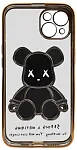 Чехол для iPhone 14 Plus прозрачный с 3D мишкой Золотой 250_100_135557