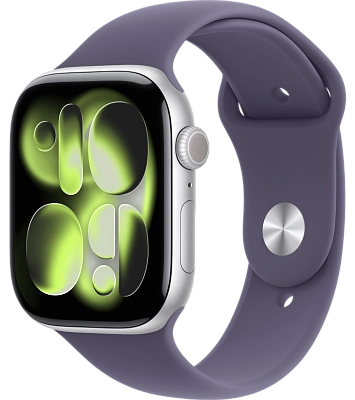 Часы Apple Watch Series 11 46mm Silver Aluminium Case GPS Sport Band Purple Fog M/L 400_400_526555