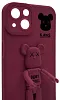 Силиконовый чехол для iPhone 14 с 3D мишкой Бордовый 100_100_532630