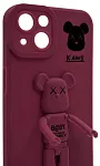Силиконовый чехол для iPhone 14 с 3D мишкой Бордовый 250_100_532630