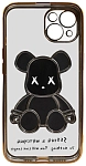 Чехол для iPhone 13 mini прозрачный с 3D мишкой Золотой 250_100_533385
