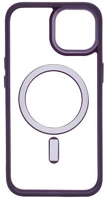 Чехол прозрачный с цветным бортиком MagSafe iPhone 14 Plus Фиолетовый 400_400_642353