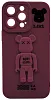 Силиконовый чехол для iPhone 14 Pro Max с 3D мишкой Бордовый 100_100_532427
