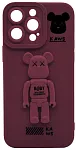 Силиконовый чехол для iPhone 14 Pro Max с 3D мишкой Бордовый 250_100_532427